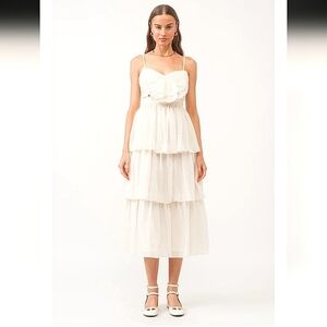 Sofie The Label Fiona Solid Tiered Bow Detail Midi Dress Light & Airy